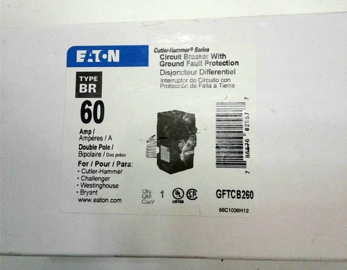 Eaton GFTCB260 60A 120/240V 2-Pole 60Hz Ground Fault Protected Circuit Breaker