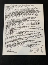 AIR SUPPLY Song Lyrics RUSSELL / GRAHAM hand written / Autographed Canvas  COA