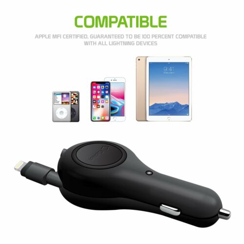 Apple (MFi-Certified) Retractable Car Charger Compatible with iPhone/iPad/Airpod - Picture 5 of 10