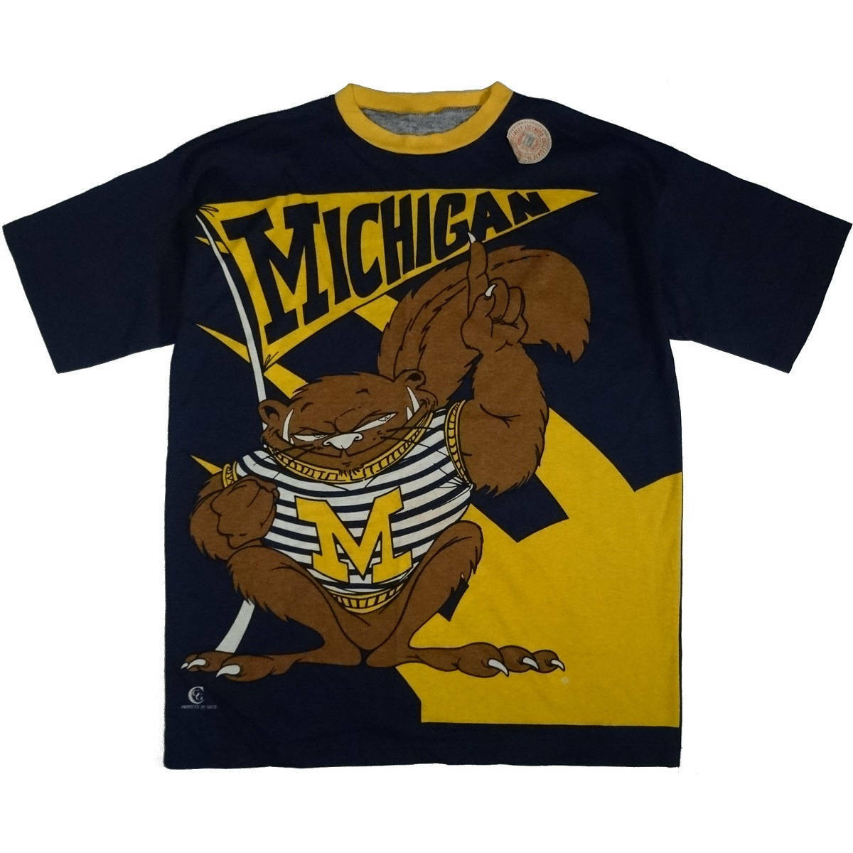 80年代 michigan usa ウルヴァリンズ シャツ Vintage Michigan Wolverines Shirt All Over Print 80s 90s Go