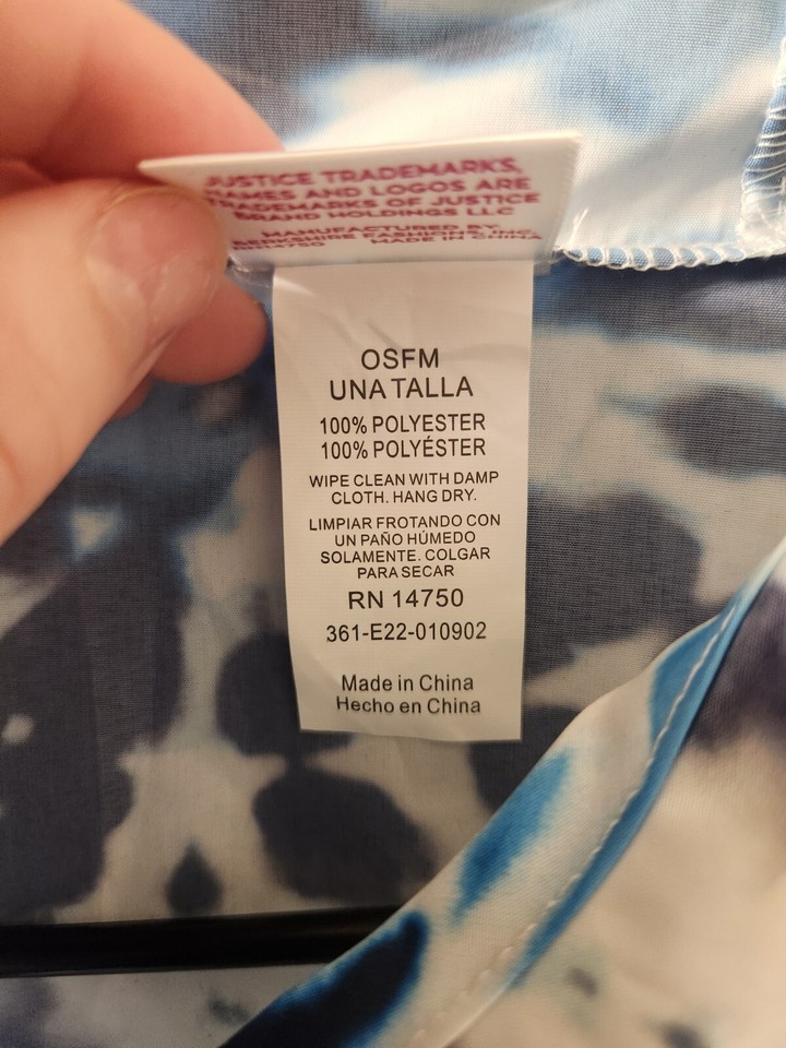 Girls Justice Blue Short Sleeve Tie Dye Hooded Rain Poncho One Size NEW