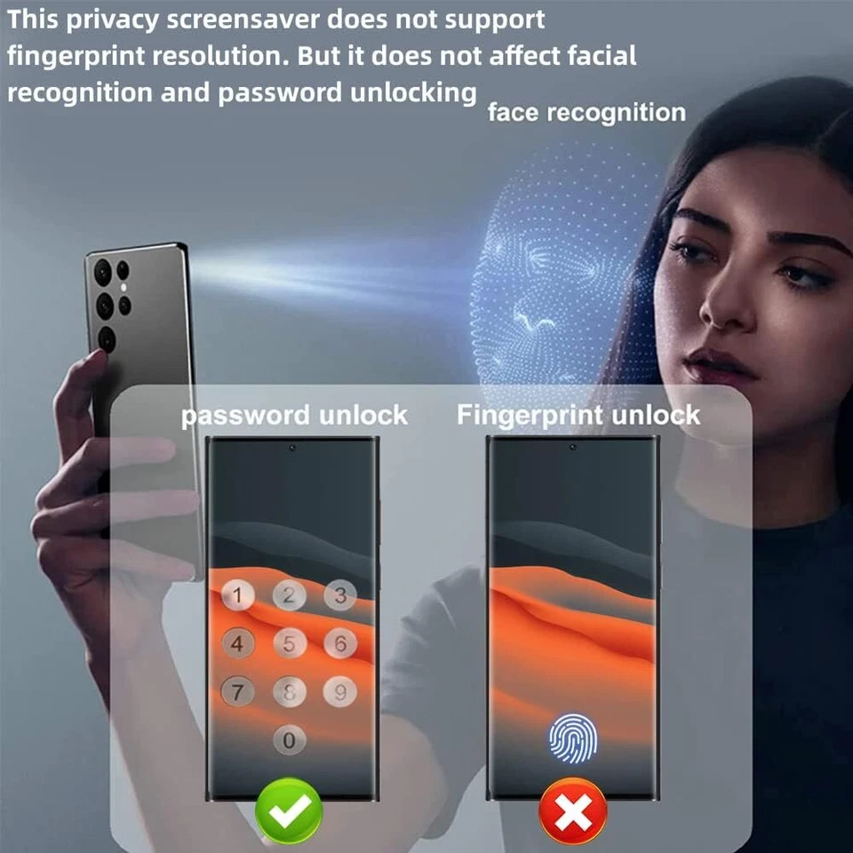 For Samsung Galaxy S25 S24 S23 S22 S21 FE Note20 Ultra Privacy Screen Protector - Image 2 of 4