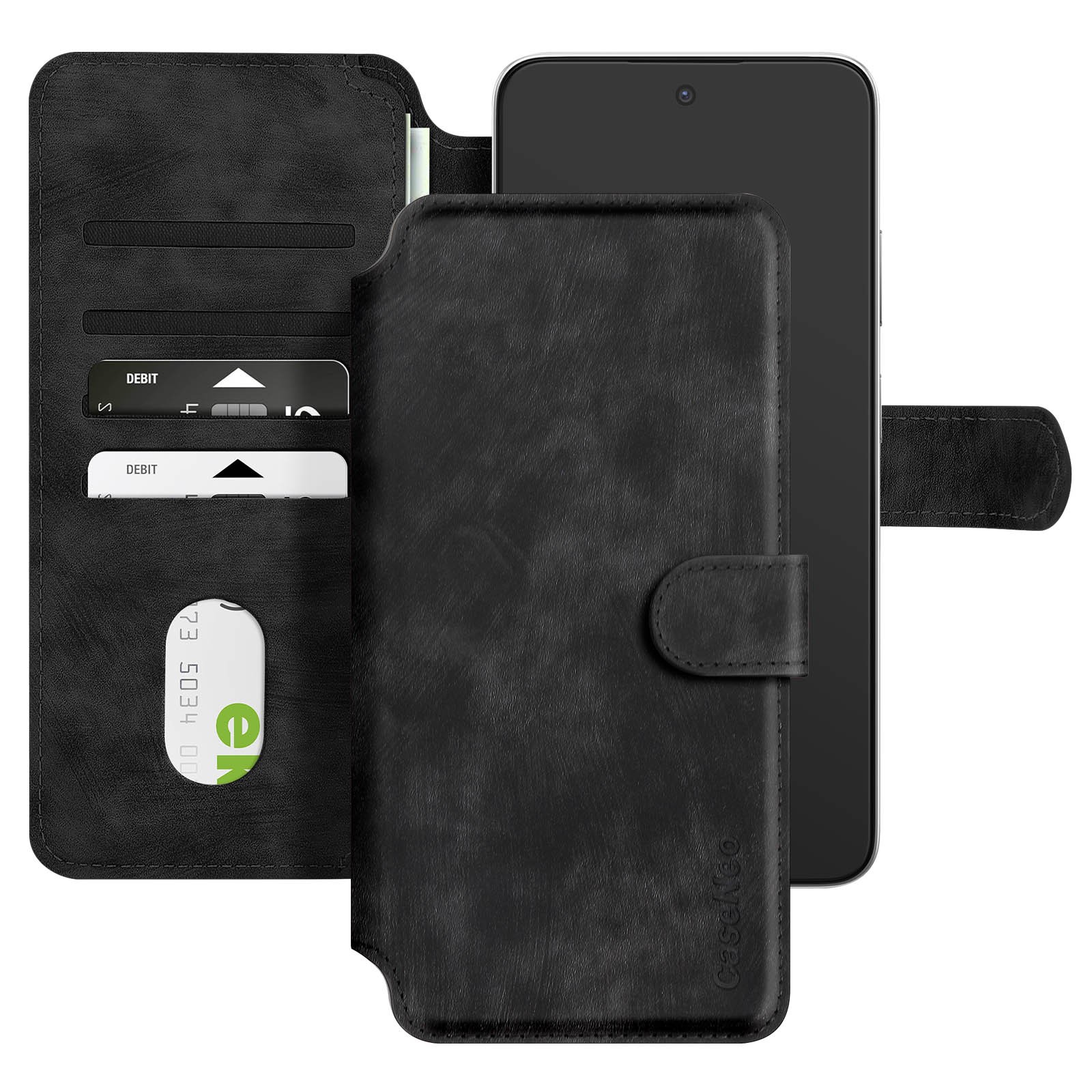 Étui portefeuille noir Avizar pour smartphone 6.4 pouces à clapet universel