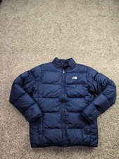 The North Face Down Puffer Jacket Boys Large Blue 550 Fill Reversible Full Zip