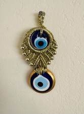 Gold Macrame Evil Eye Wall Hanging
