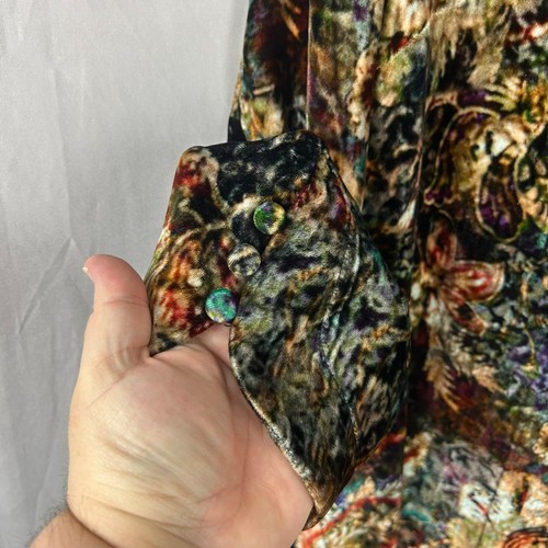Weiche Umrandung Ikone Seide Samt Dichter Tunika Shirt Damen klein schwarz Blumen - Bild 6 von 8