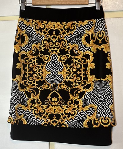 Joseph Ribkoff Women's Size 6 Gold Damascus Print Pencil Skirt - Picture 2 of 5