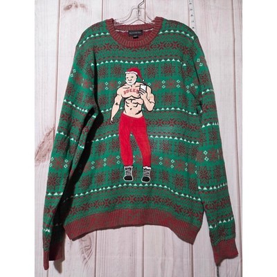 Blizzard Bay Men's XXL Ugly Christmas Sweater Jolly Man Green Red Knit
