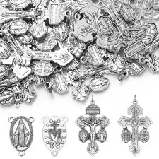 40pcs/20set Crucifix for Rosary Making Kit 2.2 Inch Pardon Crucifix Cross Cha...