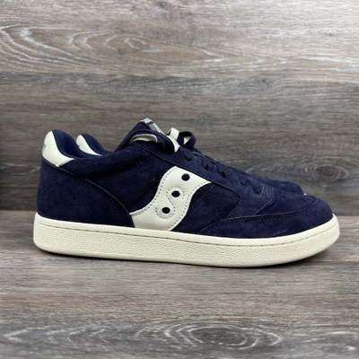 Saucony Jazz Court Shoes Men Size Navy Blue Suede Sneakers Lace up White 