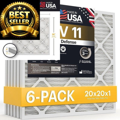 BNX TruFilter 20x20x1 Air Filter MERV 11 (6-Pack) - MADE IN 6-Pack