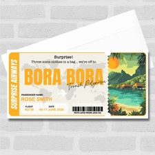 Bora Bora Polynesia Personalised Gift Voucher Surprise Trip Holiday Ticket