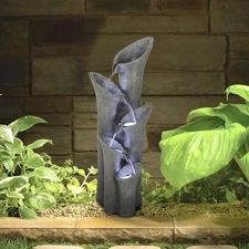 Decorative Tiered Water Fountain – Resin Cascading Design with LED Lighting