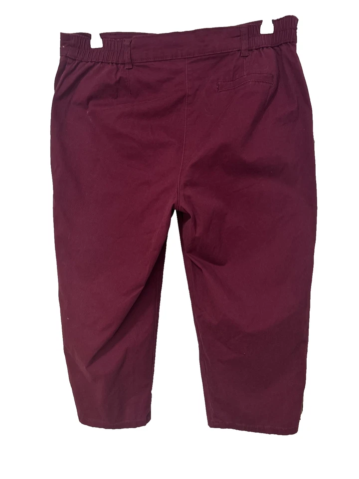 Karen Scott Women's 12 Burgundy Capri Pants BOHO Travel Resort Summer Colorful - Image 2 of 4