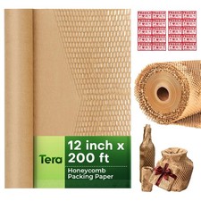 Tera Honeycomb Packing Paper Eco-friendly: 12"x200' 12"x200ft, Brown