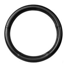 20" Deluxe Steering Wheel Cover Black w/Black Stitching