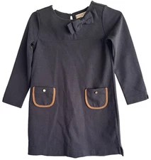 Hope & Henry Elbow Patch Girl's Dress Size 5 Bow Pockets long sleeve