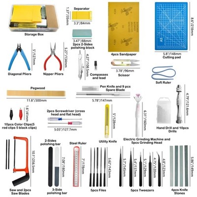 Comprehensive 85 PCS Model Tool Kit - Perfect for Crafting Cars and Planes=