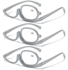 3X Rotating Lens Makeup Glasses Women Flip-Up Magnifier Set for Eyebrow/Eyeliner