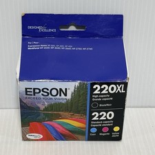 Epson 220XL Black 220 Cyan Magenta Yellow Ink Set T220XL-BCS Retail Box