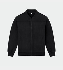 MARC ANTHONY BLACK SUEDE BOMBER STYLE JACKET COAT ZIPPERS CUFFS MEN's Size M