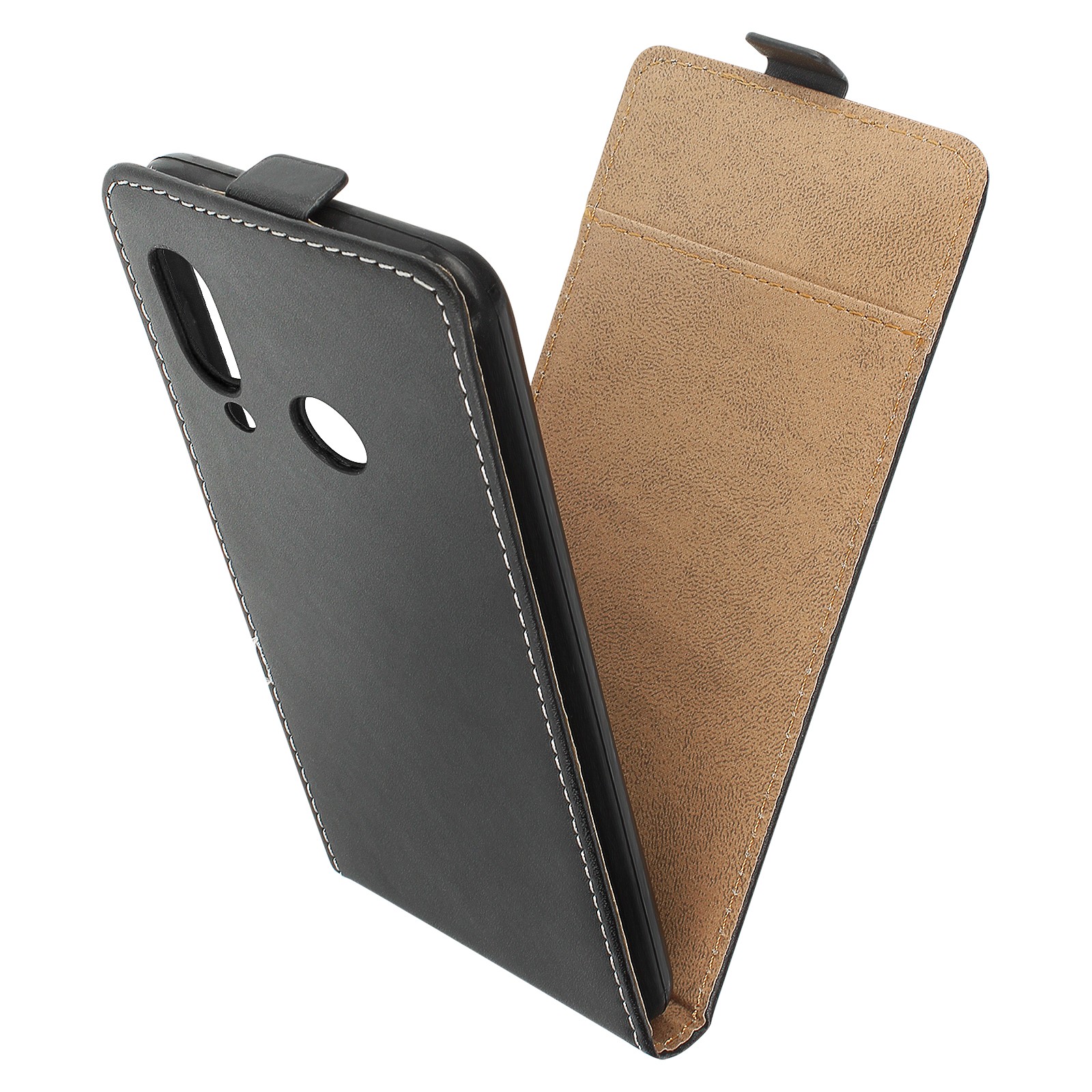 Étui en cuir synthétique Huawei P20 Lite avec clapet anti-choc et fermeture aimantée