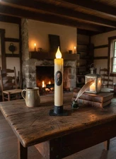 Primitive Handcrafted Colonial President Washington 7"H Led Timer Taper Candle