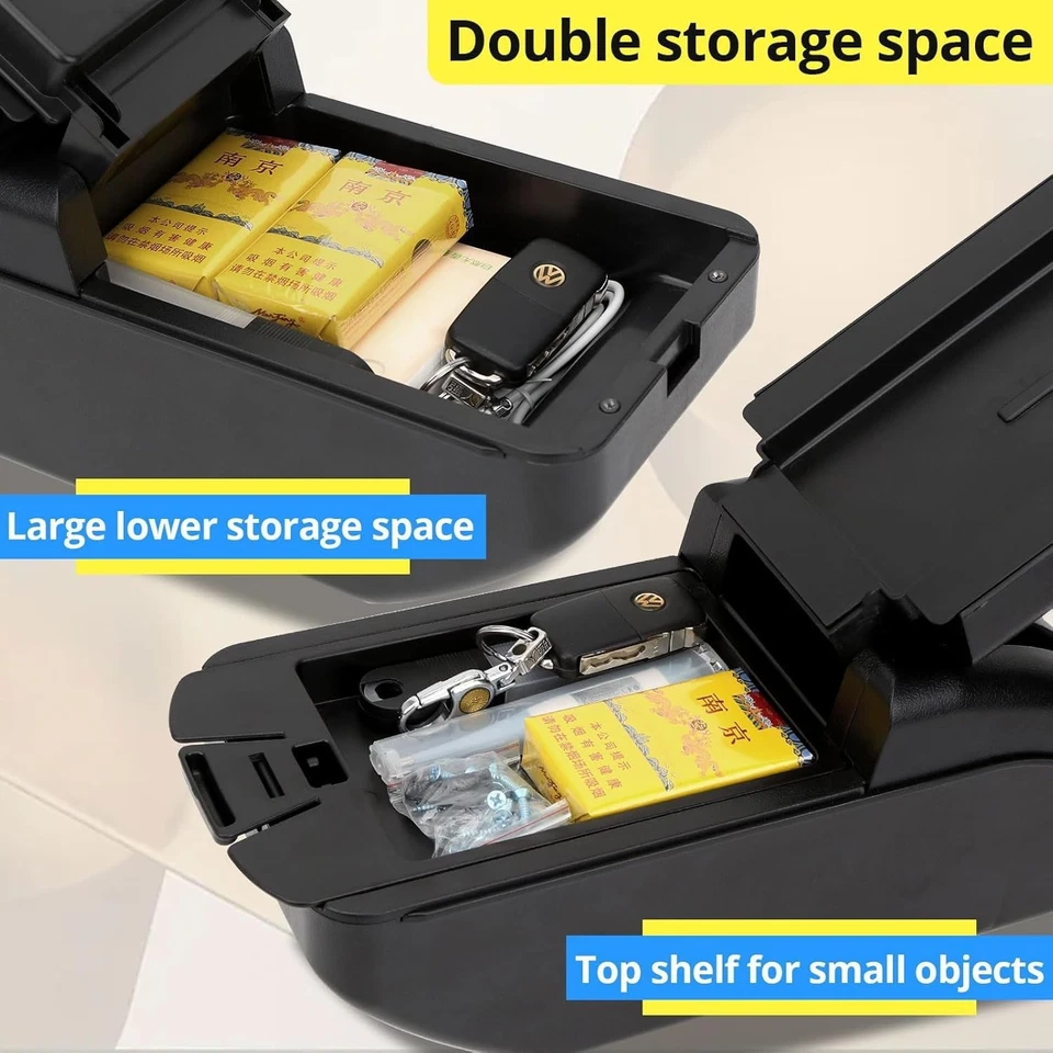 Armrest Box for Nissan Versa 2012-2019 Double Layer with USB Ports, Carbon Fiber - Image 4 of 4