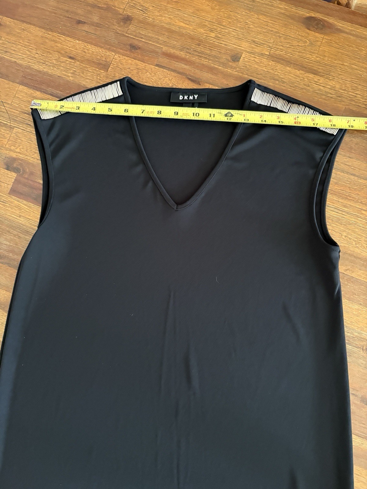 DKNY Basic Black Midi Slip Size Medium Dress V-Ne… - image 5