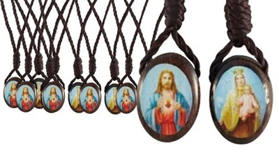Wooden Scapular Medal Our Lady of Mount Carmel Catholic Set for First Communi...