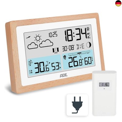 ADE Digitale Wetterstation Funk mit Außensensor | Innen- und Außentemperatur | H