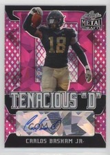 2021 Leaf Metal Draft Tenacious D Pink Crystals /15 Carlos Basham Jr Auto o1u