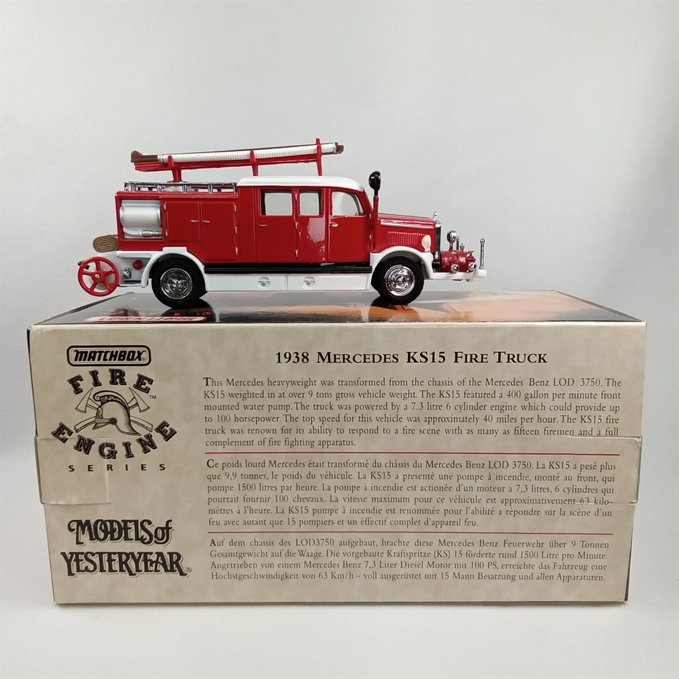 Camión de bomberos vintage y modelos de caja de antaño 1938 Mercedes KS15 Matchbox 1997 Foto 4 de 4