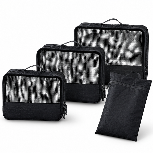 4Er Set PackwüRfel Koffer Organizer Reise Taschen Packing Cubes GepäCk Schwarz✅-image
