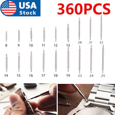 360PCS Stainless Steel Watch PINS SPRING BARS Band Strap Link Repair Kit 8-25mm