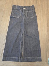 Maeve The Colette High Rise Cropped Wide Leg Jeans 28 Petite Dark Blue Denim