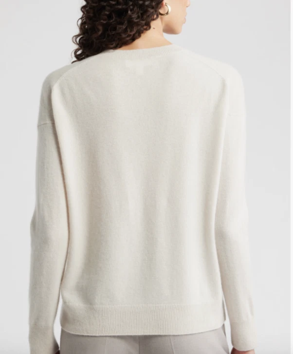 NUEVO, Suéter Nordstrom Cuello en V Cachemira en Marfil Arena Talla L #S024 Foto 3 de 4