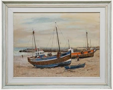 Eric Wale (1916-2001) - Framed 20th Century Oil, Beached Boats