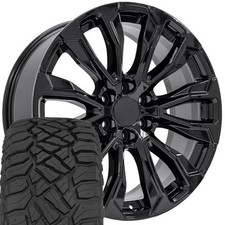 Oe Wheels Cv30 22x9 Black Rims 28545r22 Rt Tires Set 6x139.7 28et