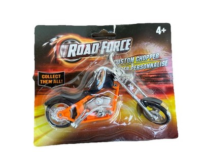 Motorcycle Toy Road Force Custom Chopper Black Orange Flames  1:18 Scale New IB