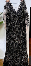 Glamorous Black Evening Gown with Lace & Sequins