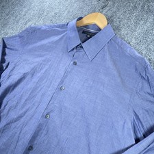 Banana Republic Dress Shirt Mens XL 17-17.5 Blue Stretch Button Slim Fit