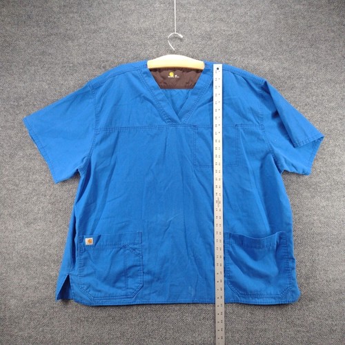 Carhartt Women's Scrub Top Plus Size 3X Short Sleeve Blue Front Pocket V-Neck - Bild 12 von 14