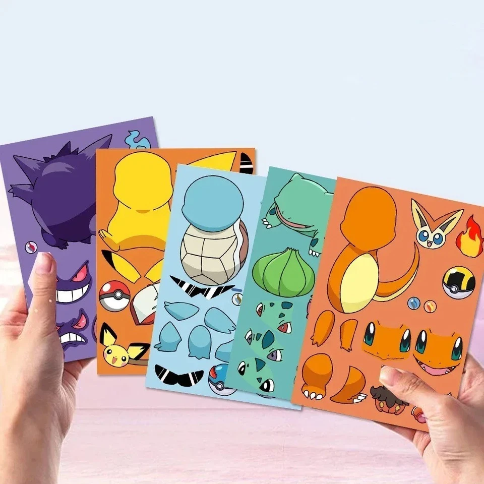 8 autocollants Puzzle Pikachu Jouets éducatifs enfants Stickers Pokémon visage - Photo 3/4