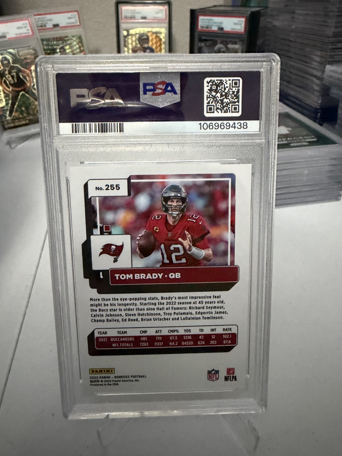 2022 Donruss Tom Brady Press Proof Premium PSA 10 Bucs view 4
