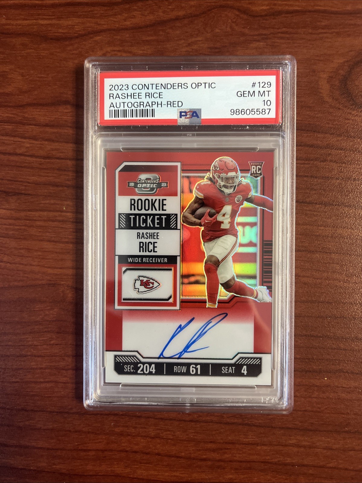 2023 Contenders Optic Rashee Rice Autograph Red #129 - PSA 10 - /125