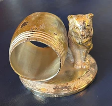 Vintage James W Tufts Figural Dog Napkin Ring Quadruple Plate 1531 Boston USA
