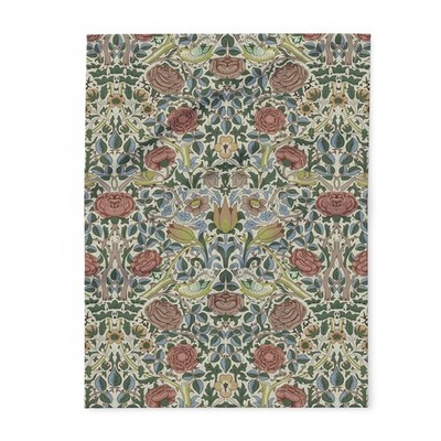 William Morris Bird and Rose Pattern Classic Art Textile Arctic Fleece Blanket