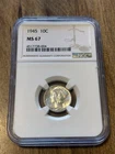 1945 Mercury Dime 10C Silver NGC MS 67 Philadelphia KM#140 #4517738-004