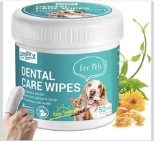 Smile Den X Dental Care Wipes Dogs/Cats Reduces Plaque/Freshens Breath 50ct New
